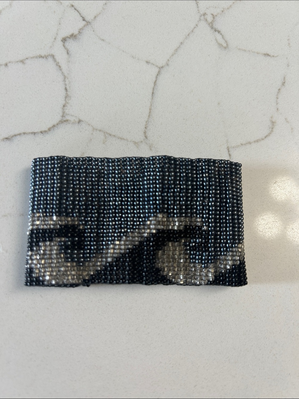 Hand Beaded Bracelet - Black & Silver